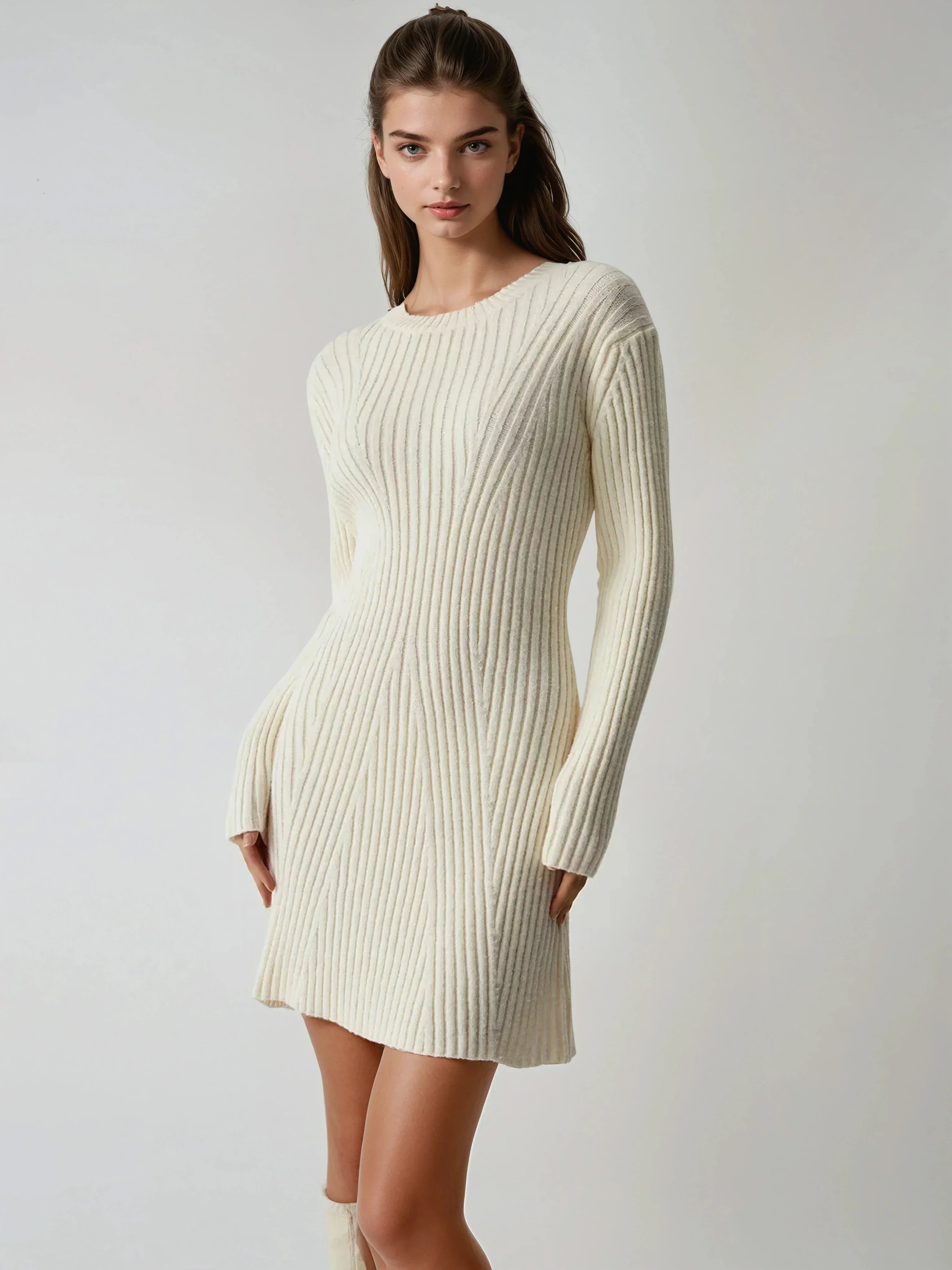 Isolde Long Sleeve Fitted Sweater Dress – Alvaye