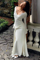 Alessia Off Shoulder Lace Maxi Dress With Trumpet Sleeves