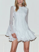Mariselle Ruffle Sheer Long Sleeve Mini Dress