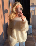 Amara Cozy Off Shoulder Fluffy Knit Sweater