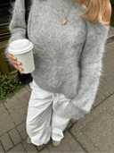 Amara Cozy Off Shoulder Fluffy Knit Sweater