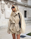 Amara Piper Belted Short Oversized Trench Coat