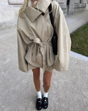 Amara Piper Belted Short Oversized Trench Coat
