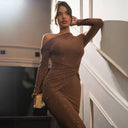 Ayla Glitter One-Shoulder Bodycon Maxi Dress 0