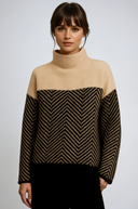 Amelia Chevron Knit Turtleneck Sweater