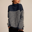 Amelia Chevron Knit Turtleneck Sweater
