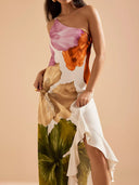 Arden One Shoulder Floral Asymmetric Maxi Dress