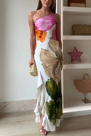 Arden One Shoulder Floral Asymmetric Maxi Dress