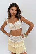 Aria Cutout Fringe Knit Skirt Set