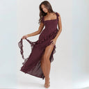 Ariela Ruffle Trim High Slit Maxi Dress 1