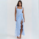 Ariela Ruffle Trim High Slit Maxi Dress 4