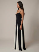 Audrey Pleated Contrast Maxi Dress Formal Evening
