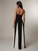 Audrey Pleated Contrast Maxi Dress Formal Evening