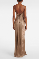 Aurelia Glossy Pleated Corset Maxi Dress