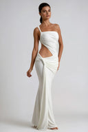Aurelia One Shoulder Cut Out Ruched Maxi Dress