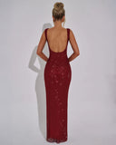 Aurellia Square Neck Formal Evening Sparkle Maxi Dress