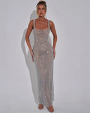 Aurellia Square Neck Formal Evening Sparkle Maxi Dress