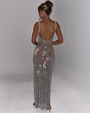 Aurellia Square Neck Formal Evening Sparkle Maxi Dress