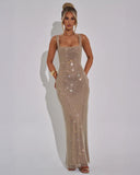 Aurellia Square Neck Formal Evening Sparkle Maxi Dress