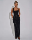 Aurellia Square Neck Formal Evening Sparkle Maxi Dress