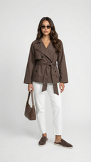 Aveline Belted Double-Breasted Trench Coat