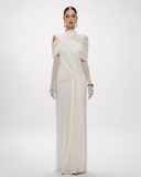 Aveline Draped Asymmetrical Maxi Dress Gown