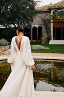 Aveline V-Neck Maxi Dress Long Sleeve Soft Flowing Silhouette