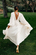 Aveline V-Neck Maxi Dress Long Sleeve Soft Flowing Silhouette