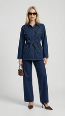 Avelisse Belted Denim Set Two Piece Matching Jacket & Pants