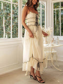 Bondi Tie Front Ruffle Midi Dress