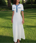 Mariselle Button-Trim Knit Maxi Dress