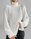 Classic Ribbed Turtleneck Knit Sweater for Women