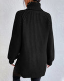 Classic Ribbed Turtleneck Knit Sweater for Women