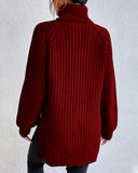 Classic Ribbed Turtleneck Knit Sweater for Women
