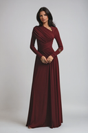 Serena Asymmetric Ruched Evening Maxi Dress
