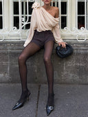 Chiffon Semi-Sheer One Shoulder Asymmetrical Blouse 2