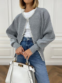 Pearl Trim Ripped Hem Cardigan 11