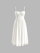 Ruffle Hem Cami Plain Midi Dress 5