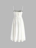 Ruffle Hem Cami Plain Midi Dress 6