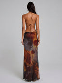 Elara Backless Halter Deep V Maxi Dress