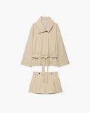 Elara Belted Long Sleeve Jacket High Waist Zipper Shorts Set