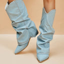 Elara Denim Toe Knee High Boots