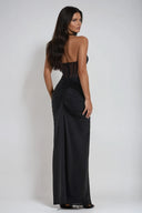 Elara Halter Corset Ruched Maxi Dress