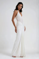 Elara Halter Corset Ruched Maxi Dress