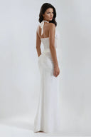 Elara Halter Corset Ruched Maxi Dress
