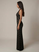 Elara Lace Deep V Maxi Dress Cocktail