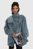 Elara Oversized Asymmetric Denim Jacket
