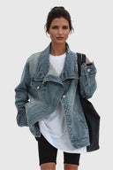 Elara Oversized Asymmetric Denim Jacket