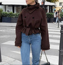 Elara Stand Collar Short Belted Trench Coat