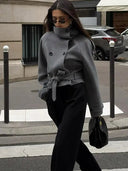 Elara Stand Collar Short Belted Trench Coat